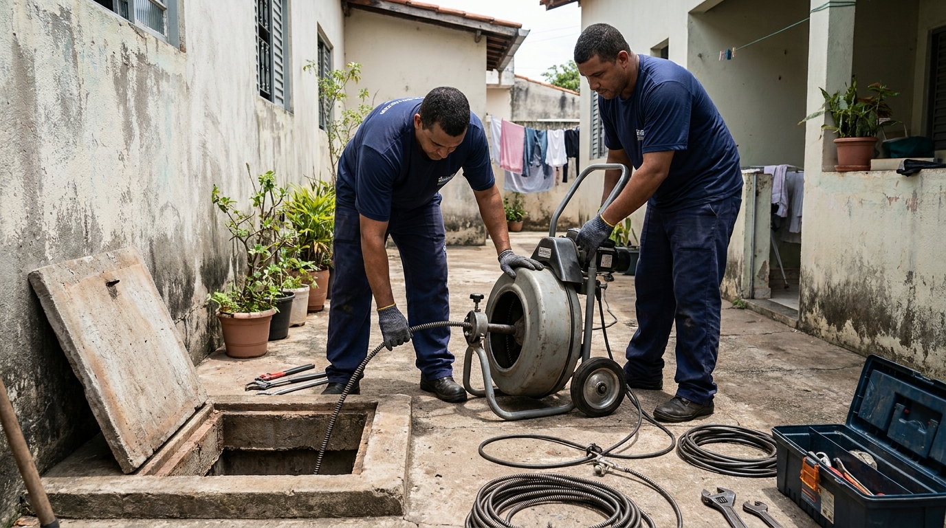Desentupimento de Coluna Sanitária na Morada do Sol, Uberlândia‑MG
