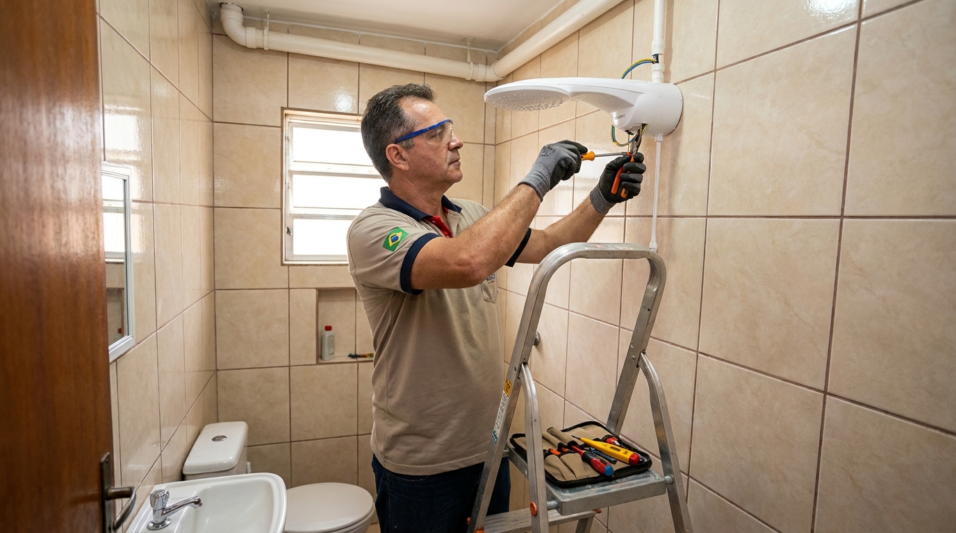 Substituição de Chuveiro Antigo em Uberlândia‑MG
